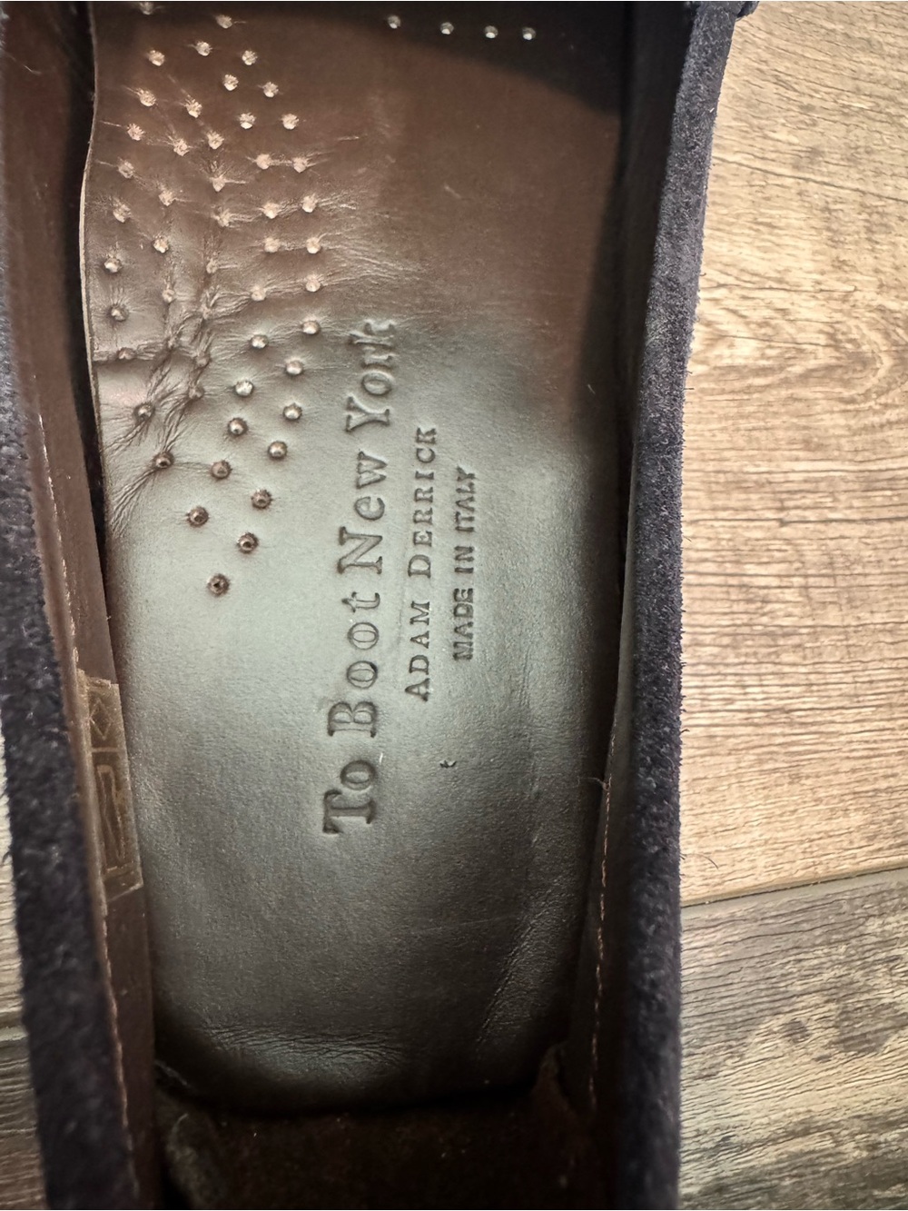 To Boot Navy Suede Penny Loafers with Contrast Stitching - Picture 8 of 11